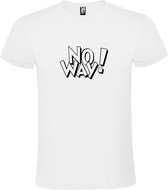 Wit t-shirt met tekst ''NO WAY'' print Zwart  size 4XL