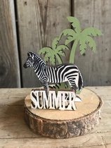 zebra op  houten schijf 10 cm set van 2 stuks