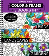 Color & Frame- Color & Frame - 3 Books in 1 - Birds, Landscapes, Gardens (Adult Coloring Book - 79 Images to Color)