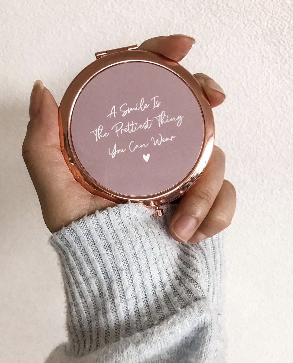 Goedkoopste Spiegel - Handspiegel - Smile - Cadeau - Kado - Rosegoud