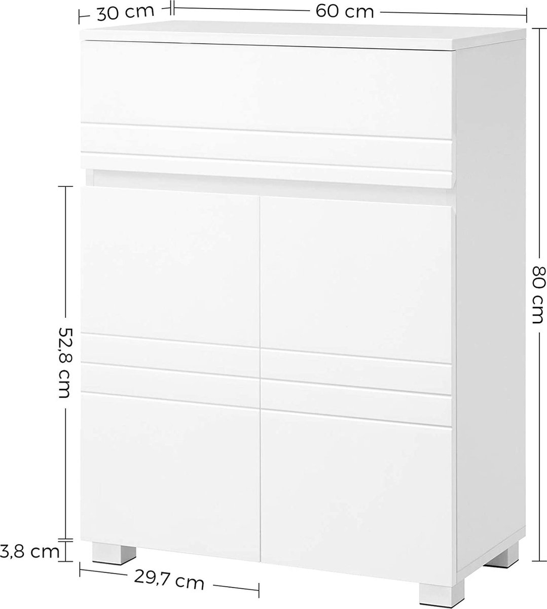 ANWBROAD SBC014W Badkamerkast, badkamerkast met 4 laden