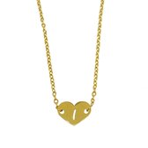 Letter ketting hartje - initiaal I - Goud - 40 cm