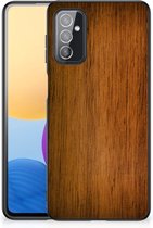 Leuk Case Super als Vaderdag Cadeaus Geschikt voor Samsung Galaxy M52 Smartphone Hoesje met Zwarte rand Donker Hout