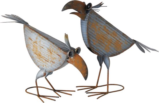 beeld metalen vogel set van 2 stuks vogels
