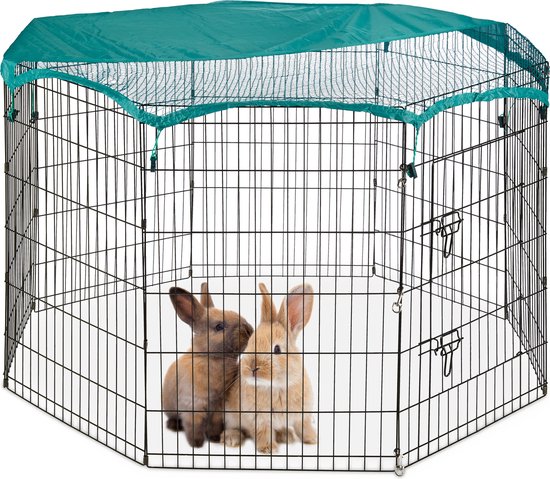 Relaxdays konijnenren buiten - buitenren - ren konijn - metaal - opvouwbaar  -... | bol.com