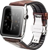Qialino Leren patroon bandje Apple Watch series 1-7 voor 42-44-45 mm - Bruin