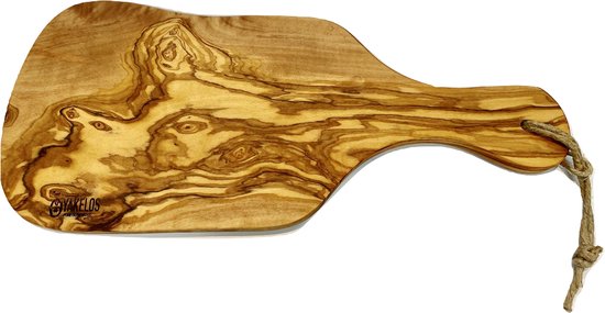 Yakelos Pure Olive Wood - Planche de service - Planche à boire - Planche à tapas - Bois d'olivier - 40-45cm