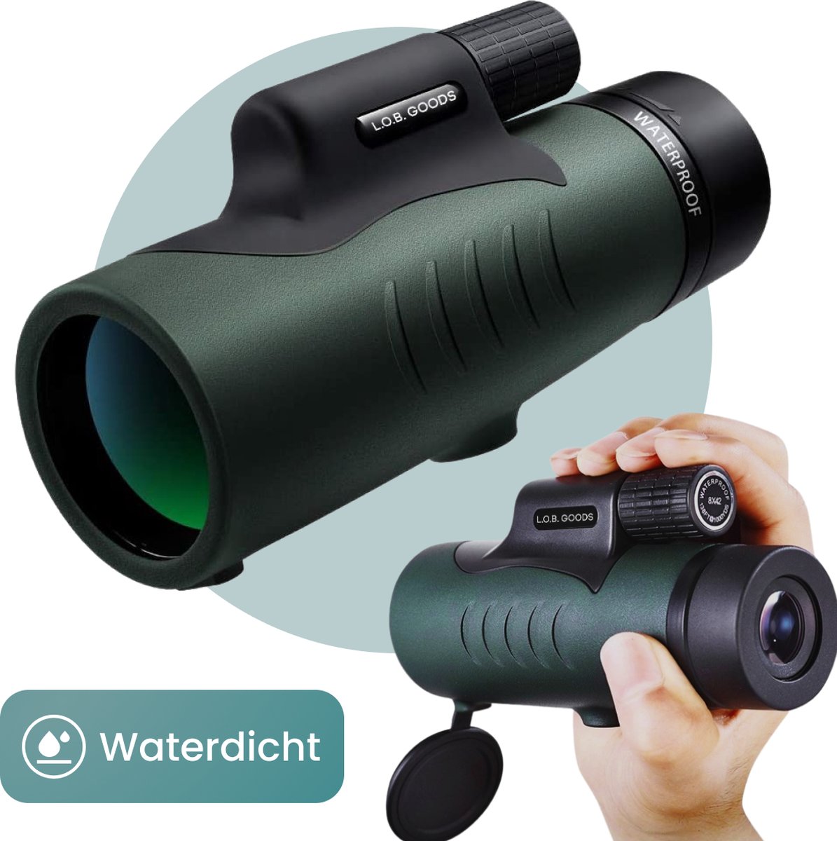 Luxe Monokijker Groen 12x50 - Monoculair Verrekijker - Vogelkijker - Spotting Scope - Telefoonhouder - Opberghoes - Handriem - Compact & licht