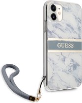 Guess TPU marmeren streep achterkant voor iPhone 11 blauw