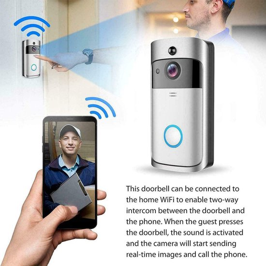 DWMD Ring Video Doorbell sans Fil WiFi HD 1080P Caméra de Sonnette vidéo Infrarouge étanche à Vision Nocturne avec Audio bidirectionnel caméra de sécurité à Domicile avec détection de Mouvement 