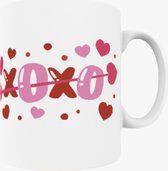 Mijnmokbedrukken® | XOXO MET HARTJES Mok met tekst | Liefdes Mok gepersonaliseerd | Mok met tekst  | Mok cadeau