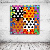 Pop Art Jigsaw United Colors Poster in lijst - 90 x 90 cm en 2 cm dik - Fotopapier Mat 180 gr Framed - Popart Wanddecoratie inclusief lijst