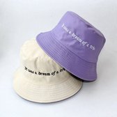 Reversible bucket hat - vissershoedje - dream of a trip - paars/beige - zonnehoed - omkeerbaar
