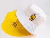 Reversible bucket hat - vissershoedje - eend - wit/geel - zonnehoed - omkeerbaar