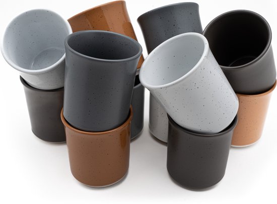 Kade 171 - Koffiekopjes - set van 6 kopjes - 150ML - grijs - zwart - bruin - keramiek - hip en trendy - Kade171