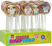 Funlab Clown lolly 60 gram - 24 stuks - Display - Lolly - Lollipops - kindertraktatie - trakteren - jongens & meisjes - ZONDER AZO KLEUREN
