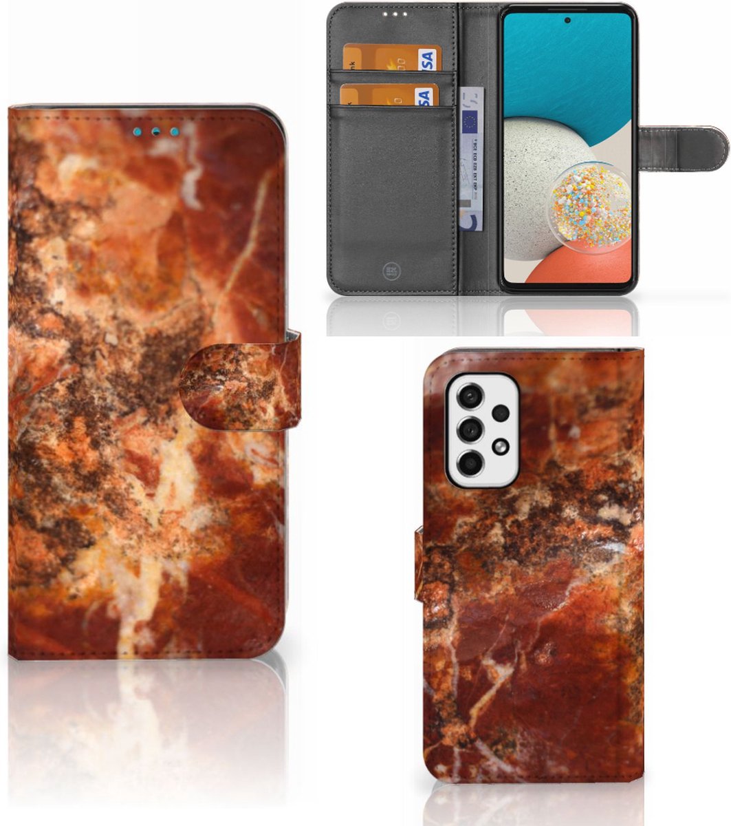 Samsung Galaxy A53 Bookcase Marmer Bruin
