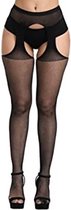 Sexy luxe zwarte panty kousen met jarretelgordel -Luxe panty - jarretel kousen- Cadeau voor Vrouw- Erotische kousen