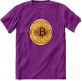 Bitcoin Coin - Crypto T-Shirt Kleding Cadeau | Dames / Heren / Unisex | Bitcoin / Ethereum shirt | Grappig Verjaardag kado | BTC Tshirt Met Print | - Paars - XL