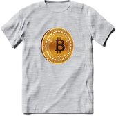 Bitcoin Coin - Crypto T-Shirt Kleding Cadeau | Dames / Heren / Unisex | Bitcoin / Ethereum shirt | Grappig Verjaardag kado | BTC Tshirt Met Print | - Licht Grijs - Gemaleerd - S