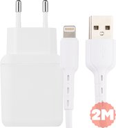 Quick Charge 3A USB Adapter + iPhone Oplader Kabel 2 Meter - Snellader iPhone / iPad