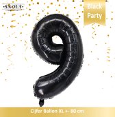 Cijfer Folie Ballon 9 Jaar Zwart * Hoera 9 Jaar Snoes * 80 cm Verjaardag Nummer Ballon Zwart / Black * Snoes * Verjaardag Versiering * Kinderfeestje * Zwart * Hoera 9 Jaar