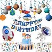 Feestopstelling 54 stuks - Feest Set - Verjaardagsfeest - Versiering Set - Viering - Happy Birthday - Party Set - Speelgoed - Versieren - Decoration - Astronaut Thema - Astronaut Theme