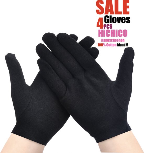 4 pièces coton Gant Taille M - Gloves 4PCS Noir 2 paires Gloves Cotton  Bijoux Argent... | bol.com