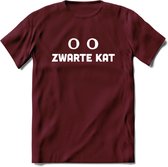 Zwarte Kat - Katten T-Shirt Kleding Cadeau | Dames - Heren - Unisex | Dieren shirt | Grappig Verjaardag kado | Tshirt Met Print | - Burgundy - XL