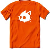 Cat Head - Katten T-Shirt Kleding Cadeau | Dames - Heren - Unisex | Kat / Dieren shirt | Grappig Verjaardag kado | Tshirt Met Print | - Oranje - 3XL