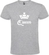 Grijs  T shirt met  print van "Queen " print Wit size XXXXL