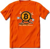 Skater Coin - Crypto T-Shirt Kleding Cadeau | Dames / Heren / Unisex | Bitcoin / Ethereum shirt | Grappig Verjaardag kado | BTC Tshirt Met Print | - Oranje - M