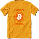 I Accept Bitcoin - Crypto T-Shirt Kleding Cadeau | Dames / Heren / Unisex | Bitcoin / Ethereum shirt | Grappig Verjaardag kado | BTC Tshirt Met Print | - Geel - S