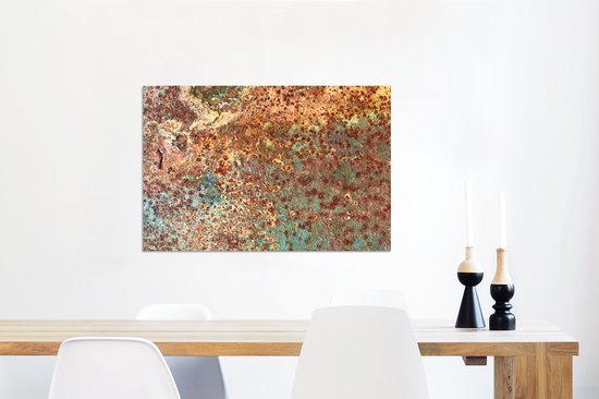 Décoration murale Métal - Aluminium Peinture Industrielle - Rouille - Acier - Blauw - Marron - 90x60 cm - Dibond - Photo sur aluminium - Décoration murale industrielle - Pour le salon / chambre