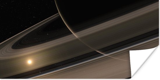 Poster De planeet Saturnus in het zonnestelsel - 40x20 cm