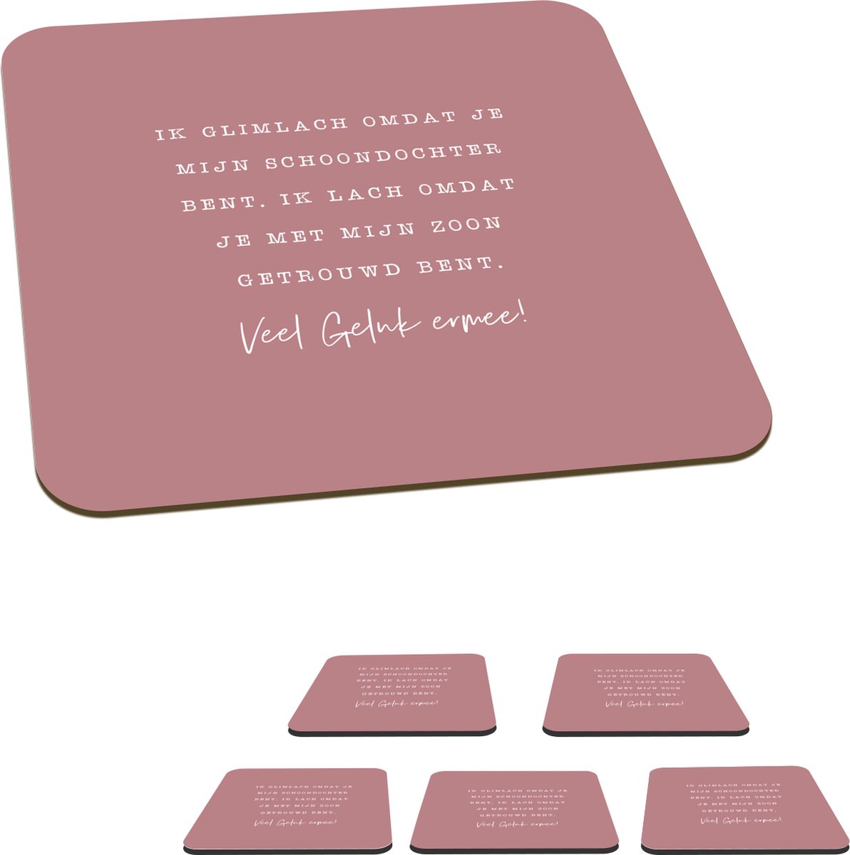 Onderzetters voor glazen - Trouwen - Dochter - Quotes - 10x10 cm - Glasonderzetters - 6 stuks