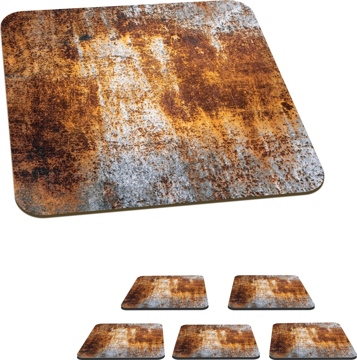 Onderzetters voor glazen - IJzer - Oud - Roest - 10x10 cm - Glasonderzetters - 6 stuks