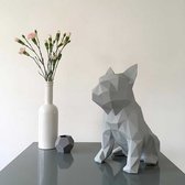 Marokka Design Sculptuur Beeld - Franse Bulldog – Grijs - 30 cm hoog - Handgemaakt