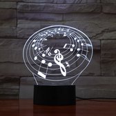 3D Led Lamp Met Gravering - RGB 7 Kleuren - Muzieknoten