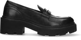 Sacha - Dames - Zwarte leren platform loafers - Maat 38