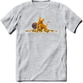 Bitcoin Bull - Crypto T-Shirt Kleding Cadeau | Dames / Heren / Unisex | Bitcoin / Ethereum shirt | Grappig Verjaardag kado | Tshirt Met Print  Prijs - Licht Grijs - Gemaleerd - S