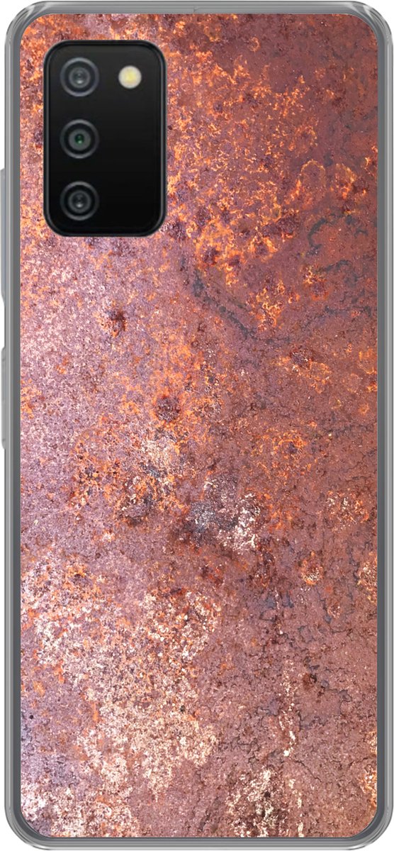 Telefoonhoesje Geschikt voor Samsung Galaxy A03s hoesje - Roest print - Metaalplaat - Vintage - Siliconen Telefoonhoesje Telefoonhoesje