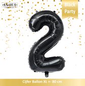 Cijfer Folie Ballon 2 Jaar Zwart * Hoera 2 Jaar Snoes * 80 cm Verjaardag Nummer Ballon Zwart / Black * Snoes * Verjaardag Versiering * Kinderfeestje * Zwart * Hoera 2 Jaar