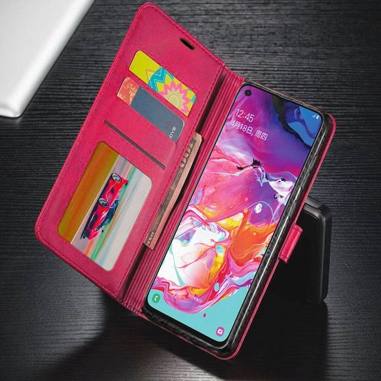 Coque Samsung Galaxy J6 2018 - Bookcase - Espace pour 3 cartes - Simili Cuir - avec 3x Protecteur d'écran Trempé - SAFRANT1 - Rose