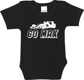 Romper - Go max ! - maat: 62 - korte mouw - baby - formule 1 - max verstappen - red bull racing - zwangerschap aankondiging - rompertjes baby - rompertjes baby met tekst - rompers - rompertje - rompertjes - stuks 1 - zwart