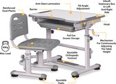 Mealux Teddy - Kinderbureau met bureaustoel – Kindertafel met stoel - Children's desk and chair - Ergonomisch en in hoogte verstelbaar - Verstelbare tafelblad - Grijs