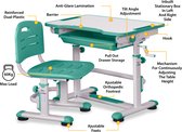 Mealux Teddy - Kinderbureau met bureaustoel – Kindertafel met stoel - Children's desk and chair - Ergonomisch en in hoogte verstelbaar - Verstelbare tafelblad - Groen