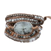 Marama - wikkelarmband Himalaya - dames armband - Labradoriet - 90 cm - cadeautje voor haar