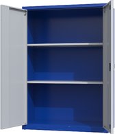 Metalen archiefkast - 130x92x42 cm - Blauw / grijs - Met slot - draaideurkast, kantoorkast, garagekast - AKP-107 - Povag