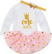 Verjaardag, set, eerste verjaardag, one, onederful, tutu, baby, 1 jaar, set Layla (mt 80)